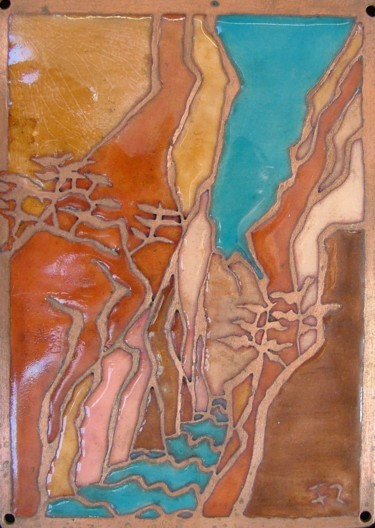 Malerei mit dem Titel "Dadès" von Frédérique Rouquette, Original-Kunstwerk, Metalle Auf Andere starre Platte montiert