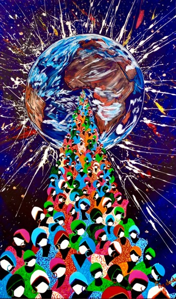 Peinture intitulée "Nadodo-347-Exode" par Nadodo, Œuvre d'art originale, Acrylique Monté sur Châssis en bois