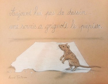 Dessin intitulée "La souris comme ali…" par Arnaud Montenon, Œuvre d'art originale, Crayon