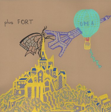 Plus fort Dessin intitulée "Plus fort" par O.M.A., Œuvre d'art originale, Marqueur