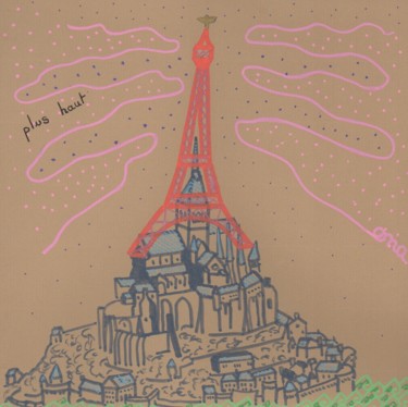 Dessin intitulée "Plus haut" par O.M.A., Œuvre d'art originale, Marqueur