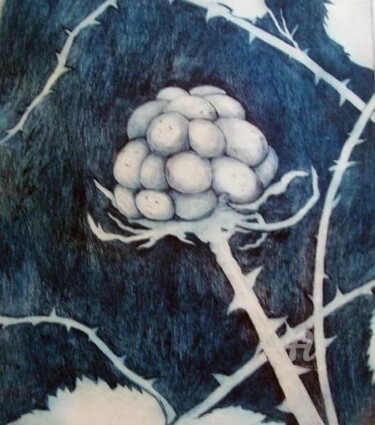 印花与版画 标题为“Black Berries in bl…” 由Venessa Lagrand, 原创艺术品, 雕刻