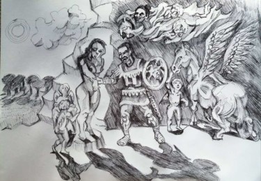 Dessin intitulée "Memory from Rubens" par Rade Vranjkovic, Œuvre d'art originale, Stylo à bille