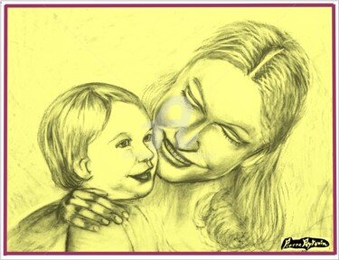 Arts numériques intitulée "mère et enfant" par Pierre Peytavin, Œuvre d'art originale, Travail numérique 2D
