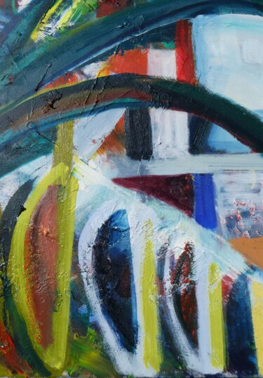 Painting titled "Between the trees a…" by Paul Mckee, Original Artwork, Oil Mounted on Wood Stretcher frame