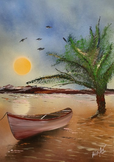 Malerei mit dem Titel "Seule" von Pascal Koza, Original-Kunstwerk, Acryl Auf Keilrahmen aus Holz montiert