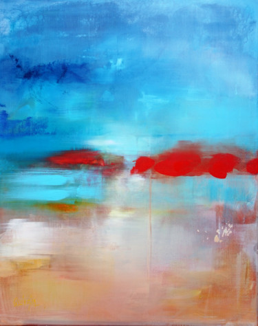绘画 标题为“Mirage turquoise” 由Marianne Quinzin, 原创艺术品, 丙烯 安装在木质担架架上