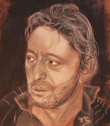 Peinture intitulée "Serge Gainsbourg" par Michel Pras, Œuvre d'art originale, Pastel