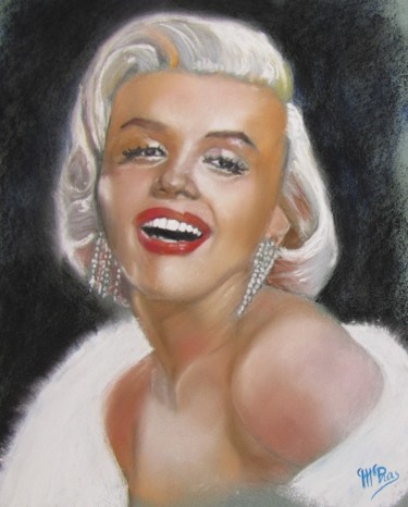 Peinture intitulée "Marilyn Monroe" par Michel Pras, Œuvre d'art originale, Pastel Monté sur Autre panneau rigide