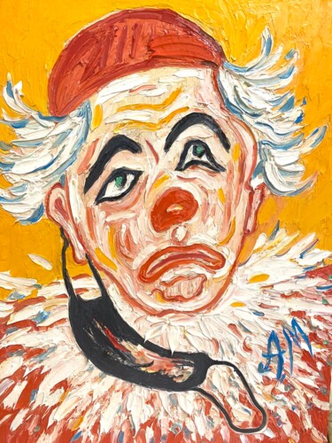 Sad clown who finally took off his mask Painting titled "Sad clown who final…" by Anna Makarova, Original Artwork, Oil