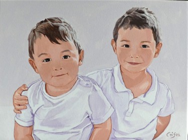 Peinture intitulée "Evan et Joan" par Christelle Vaesken, Œuvre d'art originale, Acrylique