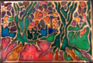 印花与版画 标题为“Sous-Bois” 由Frédérique Rouquette, 原创艺术品, 金属 安装在木板上