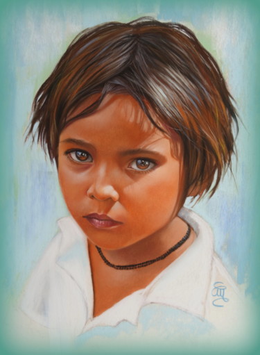 Painting titled "Kimaya #artistsuppo…" by Christine Mergnat, Original Artwork, Pastel