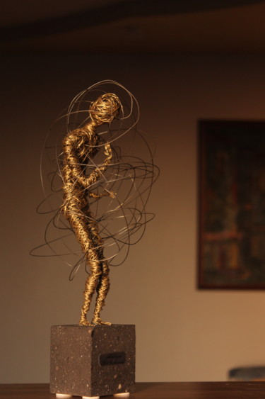 Phobia (23x8x5 0.8kg Brass, tufa 2019) Sculpture titled "Phobia (23x8x5 0.8k…" by Karen Axikyan, Original Artwork, Metals
