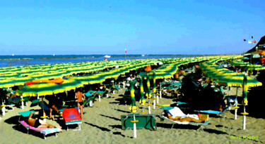 제목이 "Folla in spiaggia"인 디지털 아트 Roberto Bartoccini로, 원작, 디지털 페인팅