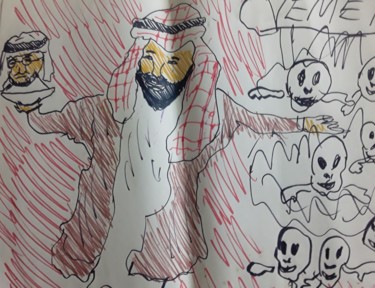 Tekening getiteld "L'assassin Mohamed…" door Iheb Gharbi, Origineel Kunstwerk, Marker