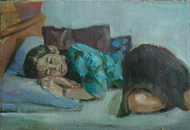 绘画 标题为“The sleeping girl” 由Hai Nguyen, 原创艺术品, 油