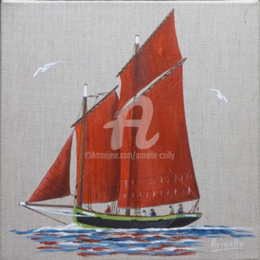 Peinture intitulée "Vieux gréement" par Armelle Cailly, Œuvre d'art originale, Acrylique Monté sur Châssis en bois
