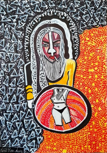 绘画 标题为“Woman contemporary…” 由Mirit Ben-Nun, 原创艺术品, 墨