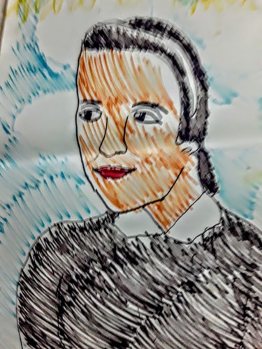 Dessin intitulée "Marie Keyrouz" par Iheb Gharbi, Œuvre d'art originale, Marqueur