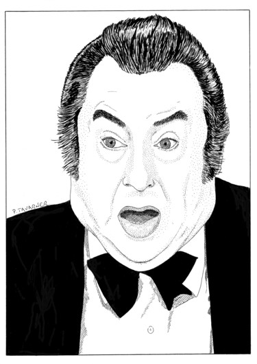 Dessin intitulée "Raymond Devos" par Pascal Tavarner, Œuvre d'art originale, Encre