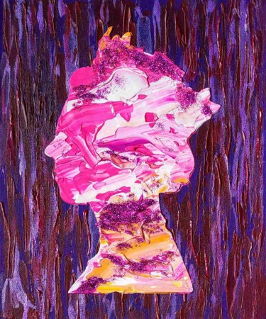 Schilderij getiteld "Queen on bordo and…" door Olga Koval, Origineel Kunstwerk, Acryl Gemonteerd op Karton