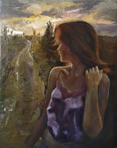 Summer wind 50x40cm, oil/canvas, impressionistic figure 제목이 "Summer wind 50x40cm…"인 미술작품 Kamsar Ohanyan로, 원작, 기름 나무 들것 프레임에 장착됨