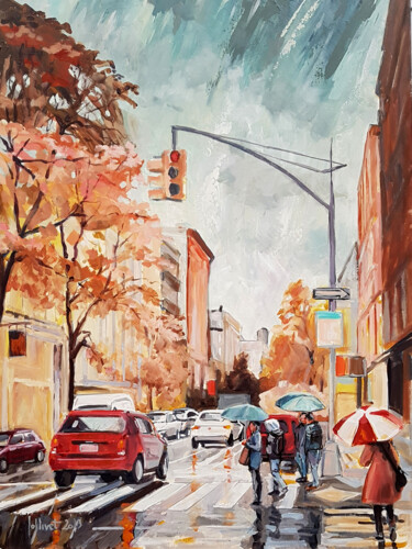 绘画 标题为“NYC sous la pluie 01” 由Philippe Jollivet, 原创艺术品, 丙烯