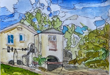 Painting titled "Thetford Mill" by Digby Chacksfield, Original Artwork, Watercolor