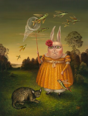 Bird-Catcher-3. Print on canvas 50 cm. Printmaking titled "Bird-Catcher-3. Pri…" by Irena Aizen, Original Artwork, Digital Print Mounted on Wood Stretcher frame