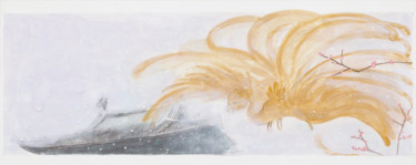 Phénix de Byodo-in Painting titled "Phénix de Byodo-in" by Priscilla Moore, Original Artwork, Pigments Mounted on Wood Panel