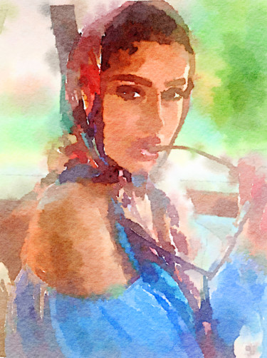 绘画 标题为“Carmen and sunglass…” 由Kath Sapeha, 原创艺术品, 水彩
