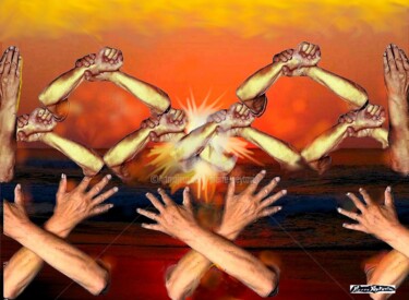 Artes digitais intitulada "gestes - barrière" por Pierre Peytavin, Obras de arte originais, Trabalho Digital 2D