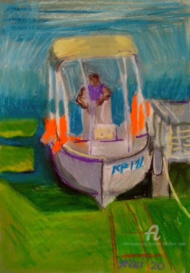 Sur l'eau Peinture intitulée "Sur l'eau" par Slobodan Spasojevic (Spaki), Œuvre d'art originale, Pastel