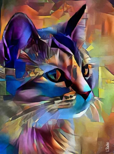 Belamy, cat, mix media on panel - 70x52 cm - OOAK