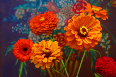 Photographie intitulée "Zinnias" par Lindy Powers, Œuvre d'art originale, Photographie numérique
