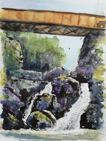 Chute de Bic près de Rimouski au Québec Dessin intitulée "Chute de Bic près d…" par René Blanchet, Œuvre d'art originale, Aquarelle