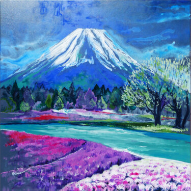 绘画 标题为“Mont Fuji, Shibazak…” 由Marine Sansas, 原创艺术品, 丙烯 安装在木质担架架上