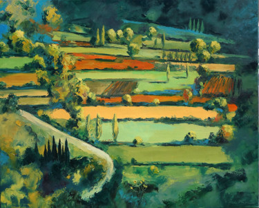 Peinture intitulée "Automne à Gordes en…" par Radu Focsa, Œuvre d'art originale, Huile