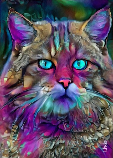 Farra, cat, mix media on panel - 70x50 cm - OOAK