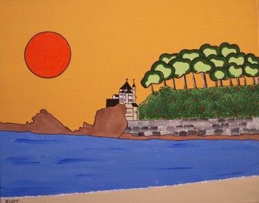 Tableau naif Villa Beltza revisitée Painting titled "Tableau naif Villa…" by Didier Dordeins, Original Artwork, Acrylic