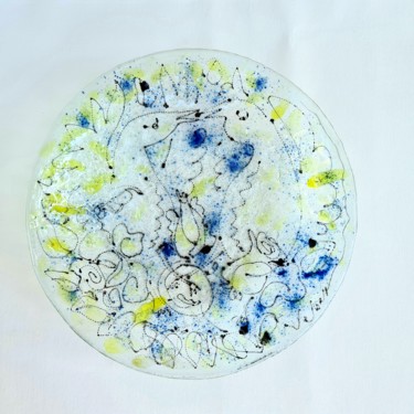 Sculpture titled "Blue birds, fusion…" by Oksana Veber, Original Artwork, Glass