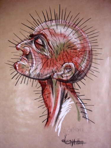 Dibujo titulada "Stachelmann" por August Di Lena, Obra de arte original, Pastel
