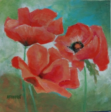 Peinture intitulée "pavots" par Anne-Frédérique Ferret, Œuvre d'art originale, Huile