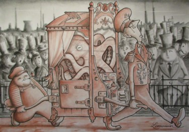 Dessin intitulée "Poulpe fiction" par Philippe Lemarinier, Œuvre d'art originale, Pastel