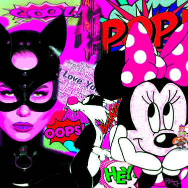 数字艺术 标题为“minnie et cat woman” 由Patrice Fligny, 原创艺术品, 2D数字工作