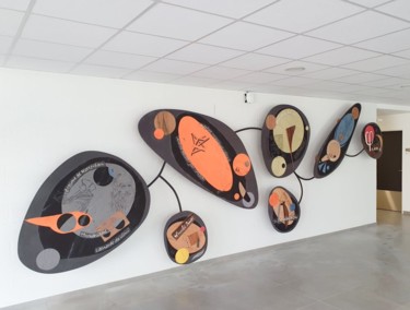 Collages intitulée ""MOBILIS"" par Yann Hervis, Œuvre d'art originale, Bois