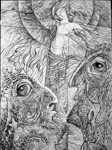 Рисунок под названием "поцелуй иуды" - Oksana Prudnikova, Подлинное произведение искусства, Гелевая ручка