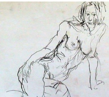nu-crayonne Dessin intitulée "nu-crayonne" par Anna Langowski, Œuvre d'art originale, Crayon