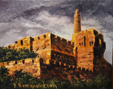 Painting titled "Citadel. Original p…" by Irina Sumanenkova, Original Artwork, Oil Mounted on Wood Stretcher frame